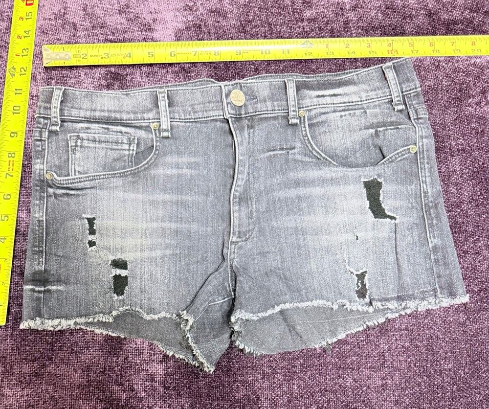 McGuire Women’s Gray Dark Wash Cutoff Shorts Mid Rise 3" Distressed 32"